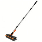 3-in-1 Stainless Steel Adjustable Long-Handle Floor Scrub Brush (30"-54")