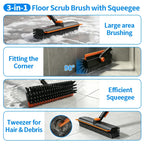 3-in-1 Stainless Steel Adjustable Long-Handle Floor Scrub Brush (30"-54")