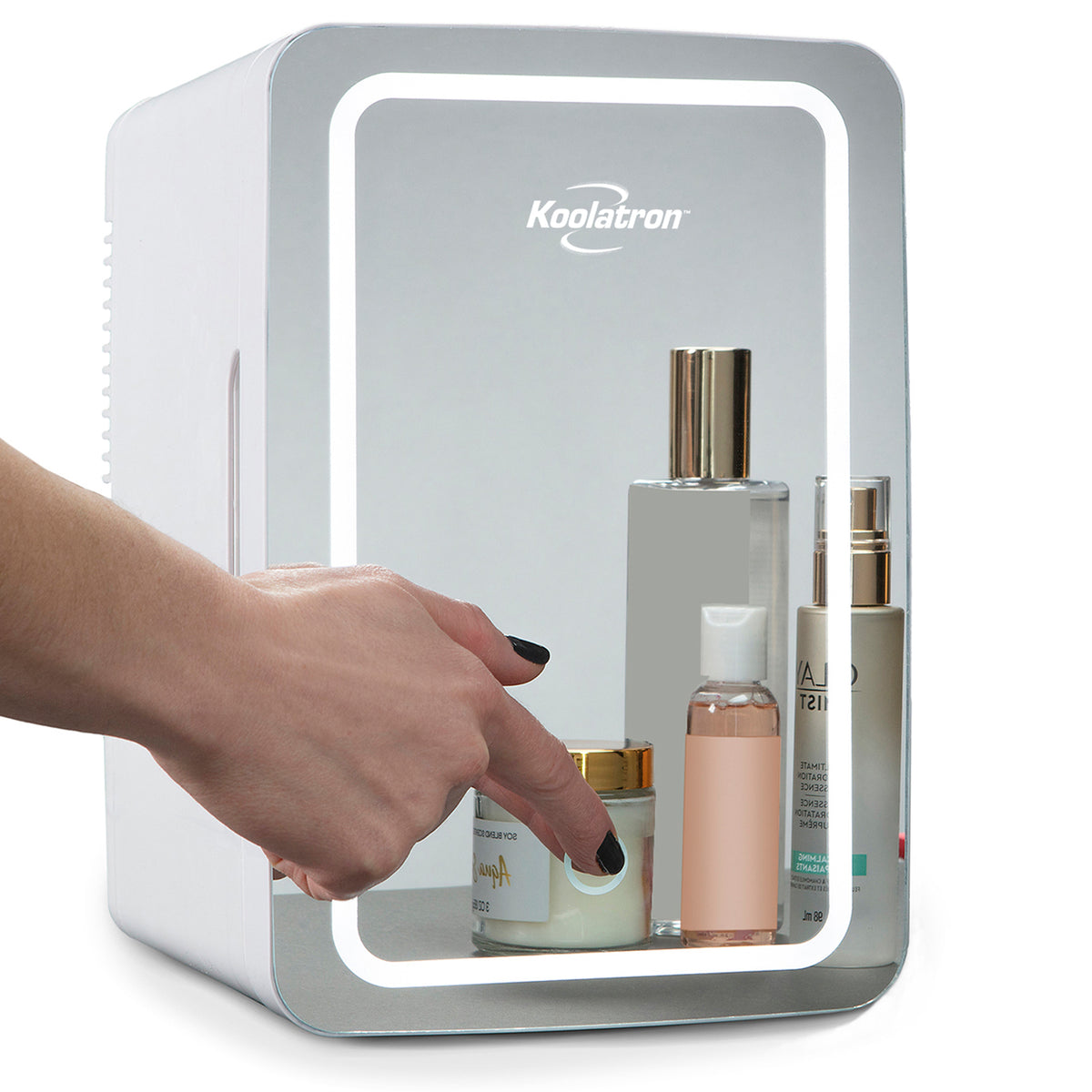 Cosmetics Fridge w/ Makeup Mirror and LED Ring Light, 12V DC 110V AC Portable Cooler, 6L