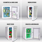 Cosmetics Fridge w/ Makeup Mirror and LED Ring Light, 12V DC 110V AC Portable Cooler, 6L