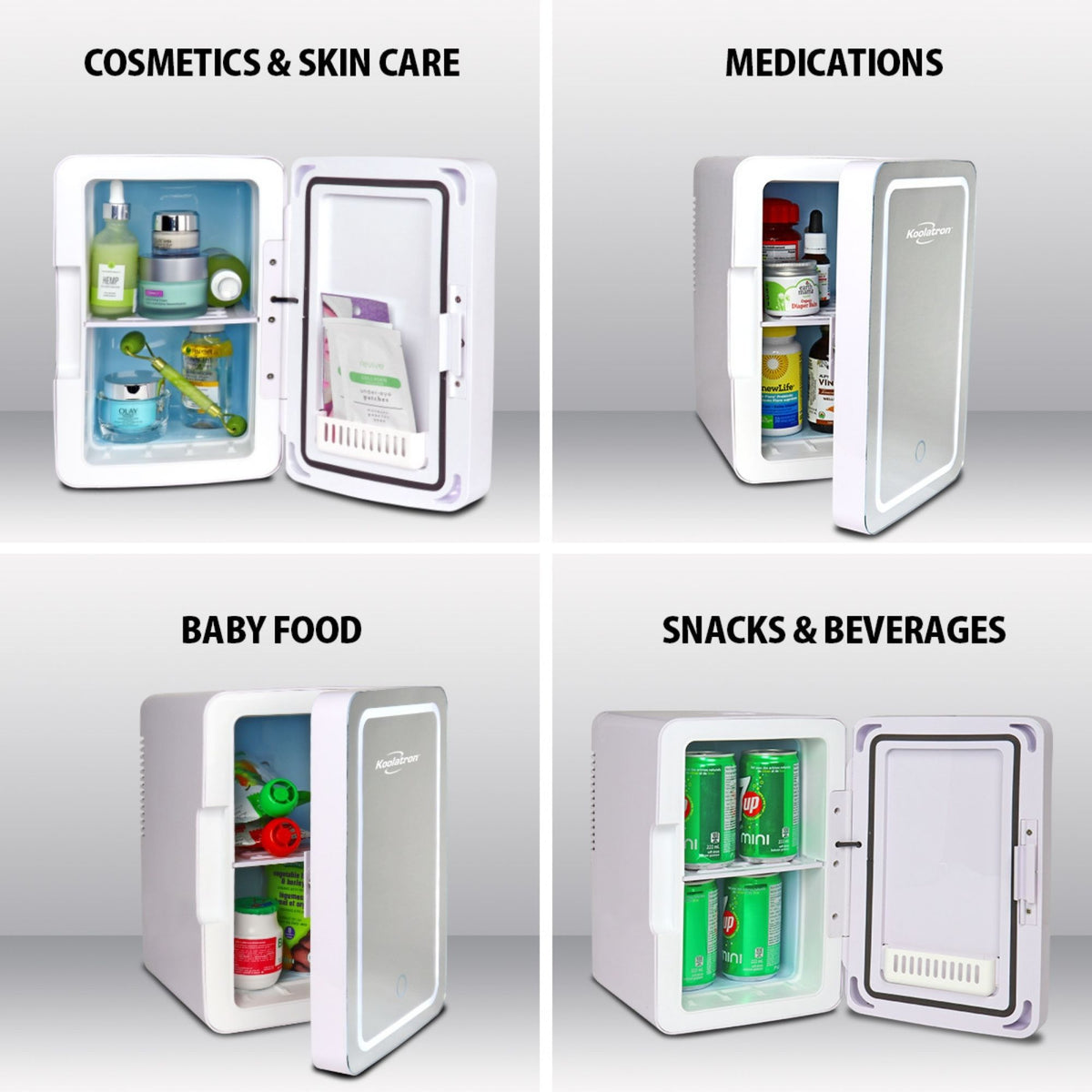 Cosmetics Fridge w/ Makeup Mirror and LED Ring Light, 12V DC 110V AC Portable Cooler, 6L