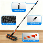 3-in-1 Stainless Steel Adjustable Long-Handle Floor Scrub Brush (30"-54")