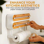 3 IN 1 Magnetic Plastic Wrap Dispenser with Cutter