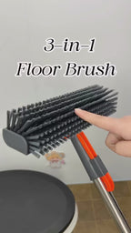 3-in-1 Stainless Steel Adjustable Long-Handle Floor Scrub Brush (30"-54")