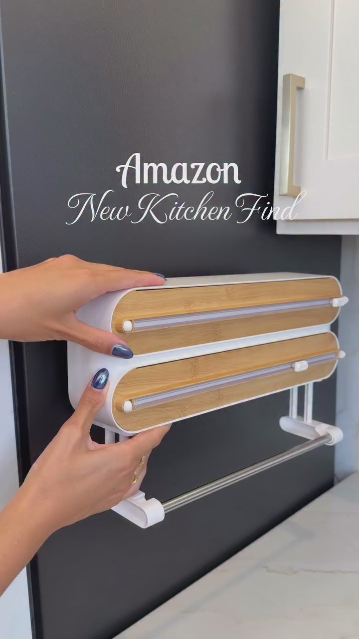 3 IN 1 Magnetic Plastic Wrap Dispenser with Cutter